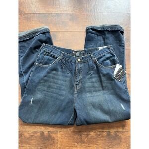 Vintage NWT Y2K Def Jam Baggei Straight Leg Distressed Embroidered Jean 40x34